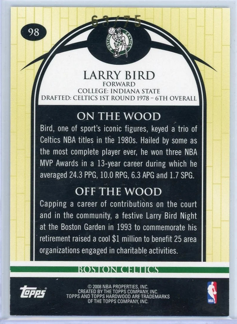 Larry Bird 2008 Topps Hardwood #'d 63/75