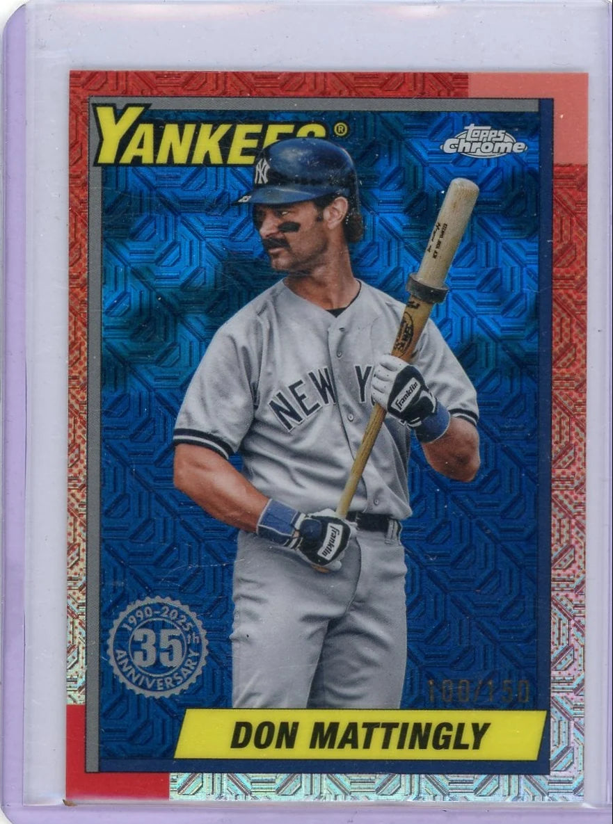 Don Mattingly 2025 Topps Chrome Silver Pack 35th Anniversary Blue #'d 100/150