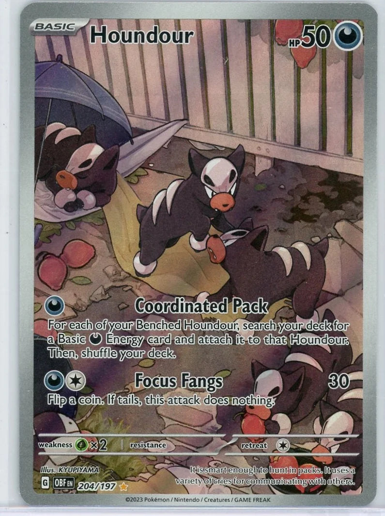 Houndour Pokémon Obsidian Flames Illustration Rare #204/197