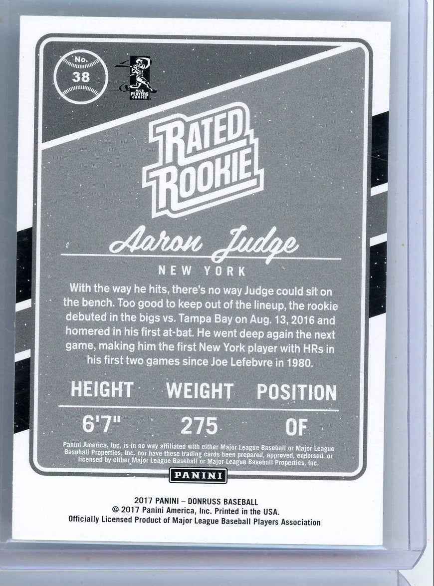 Aaron Judge 2017 Panini Donruss rookie card #38