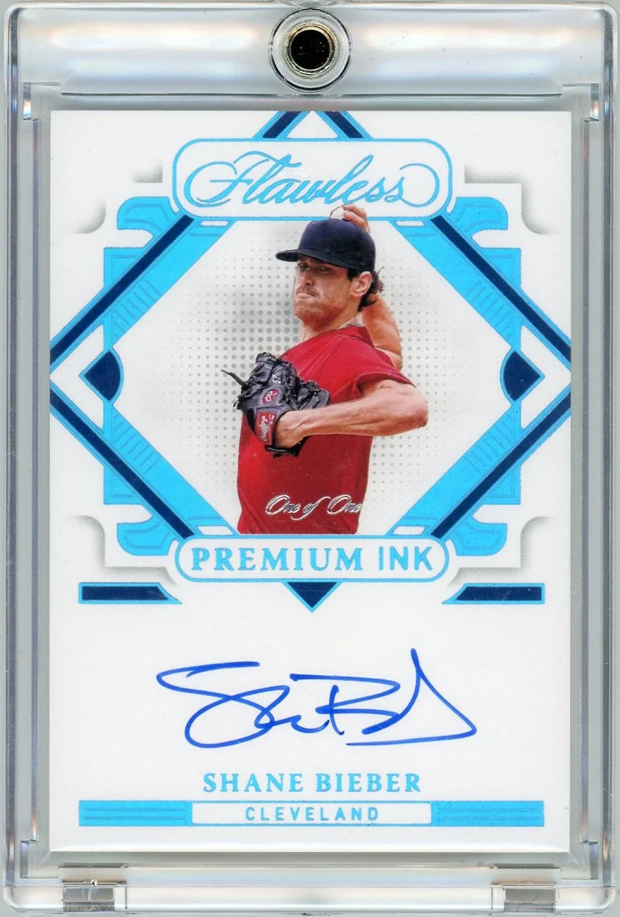 Shane Bieber 2022 Panini Flawless Premium Ink Platinum 1/1