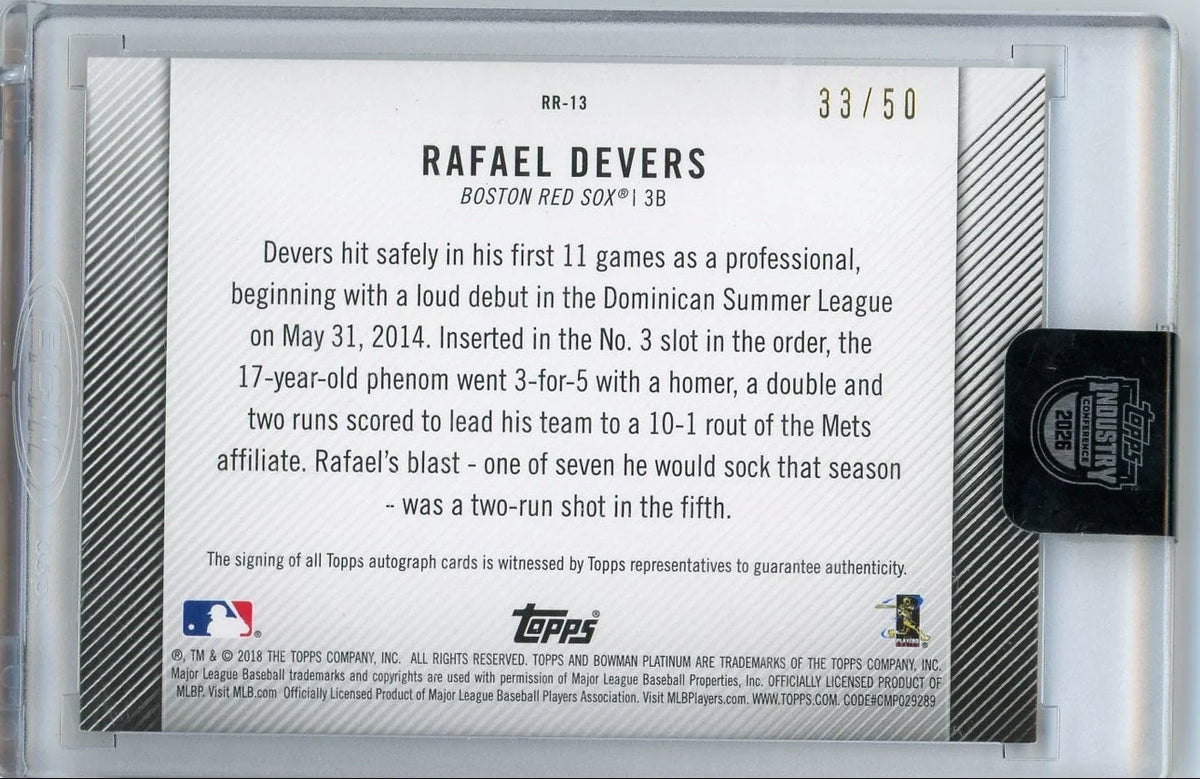 Rafael Devers 2018 Bowman Platinum Rookie Revelations Auto #'d 33/50