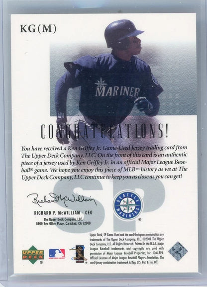 Ken Griffey Jr. 2001 Upper Deck SP Game Used Authentic Fabric jersey relic