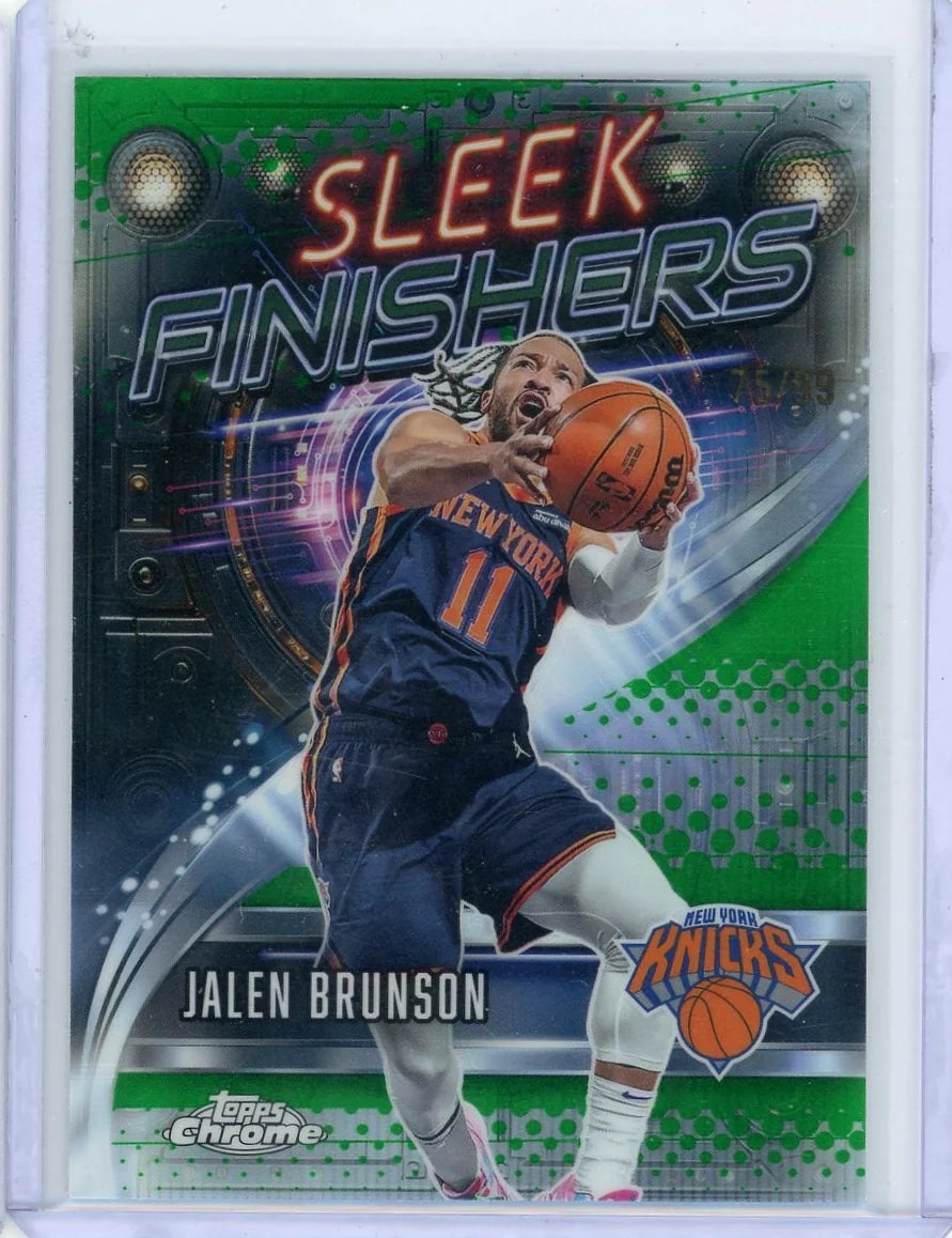 Jalen Brunson 2025 Topps Chrome Basketball Sleek Finishers Green #'d 75/99