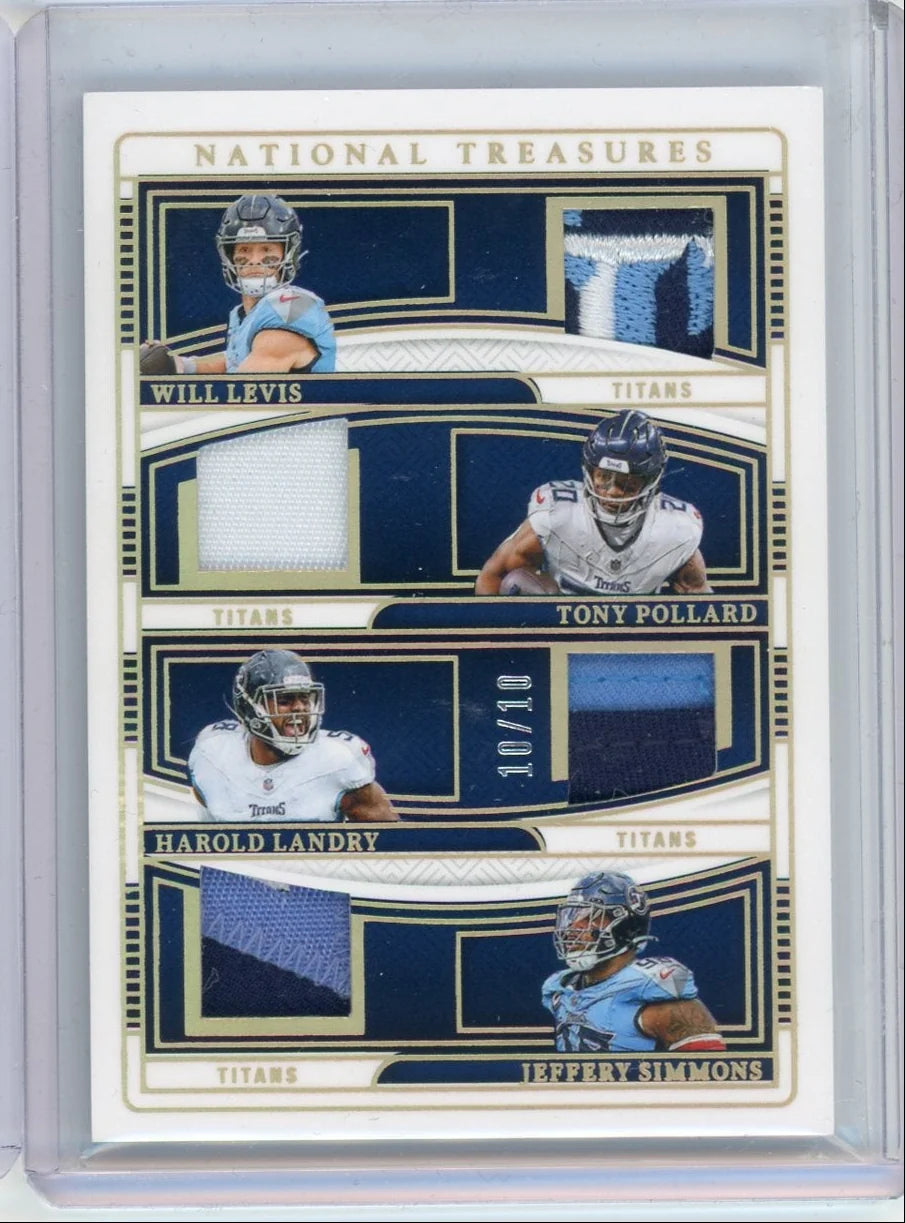 Will Levis / Tony Pollard / Harold Landry / Jeffery Simmons 2024 Nation Treasures Quad Patch #'d 10/10