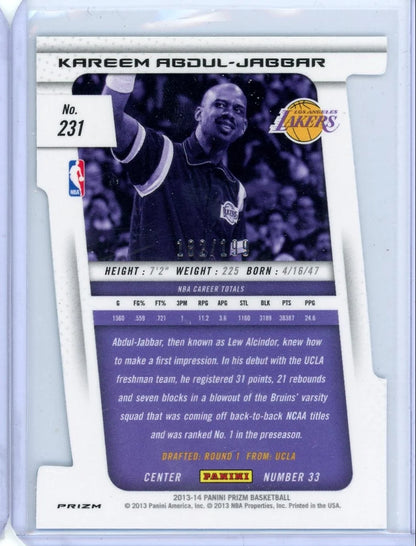 Kareem Abdul-Jabbar 2013-14 Panini Prizm light blue prizm die-cut #'d 182/199