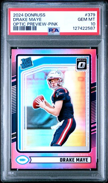 Drake Maye 2024 Donruss Optic Preview Pink Prizm RC PSA 10