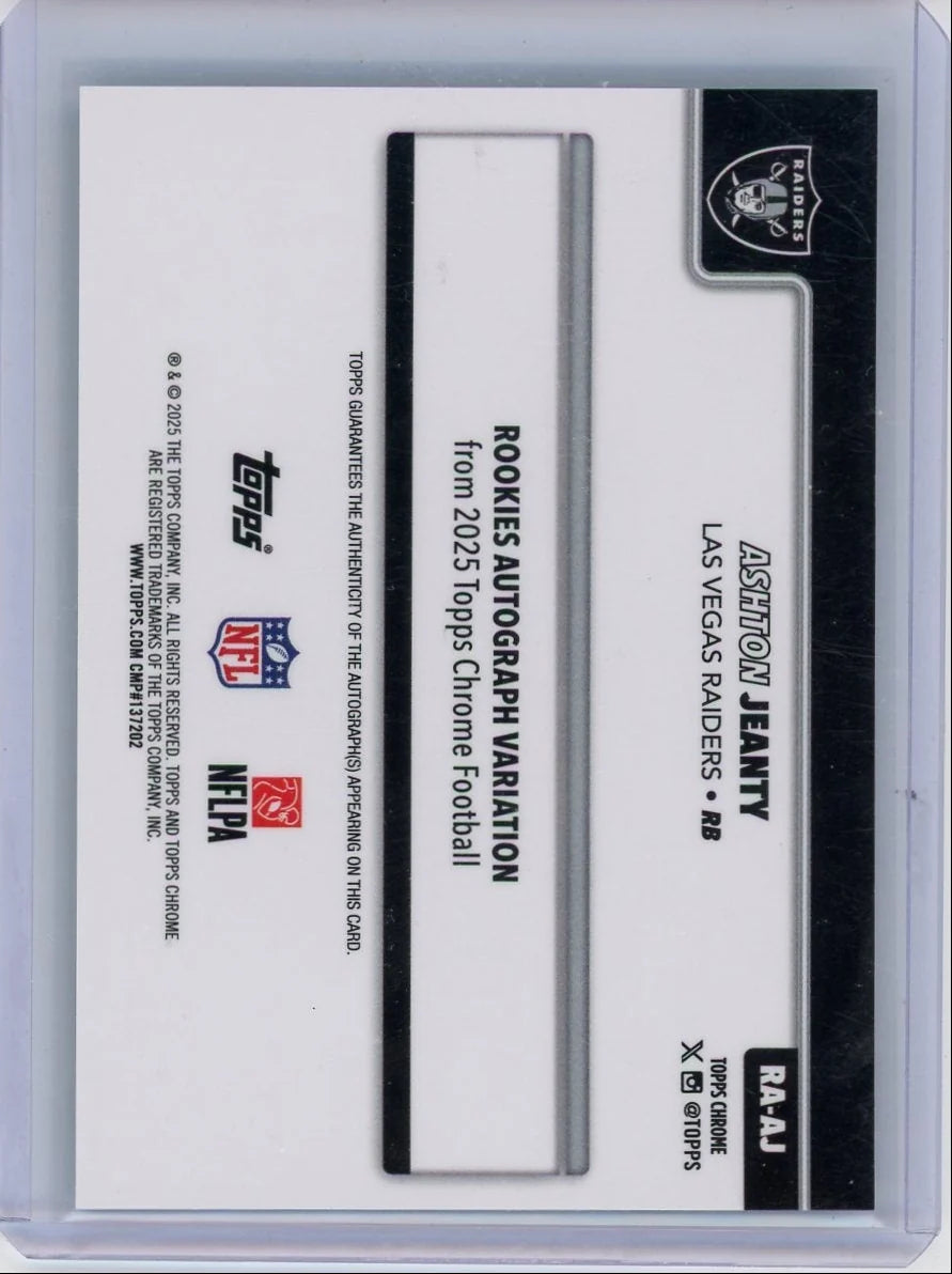 Ashton Jeanty 2025 Topps Chrome autograph aqua raywave ref. RC #'d 126/199