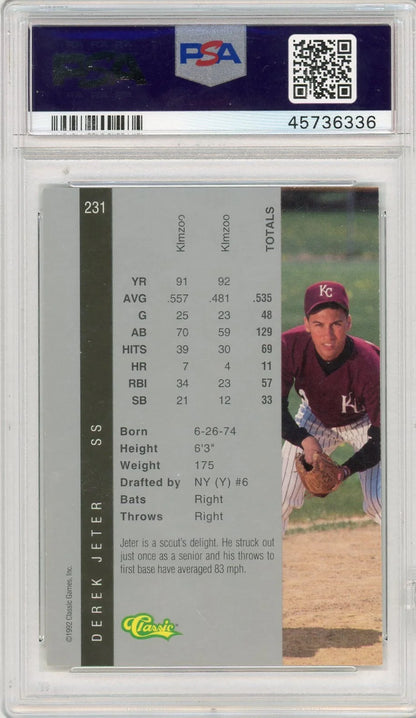 Derek Jeter 1992 Classic 4 Sport PSA 9