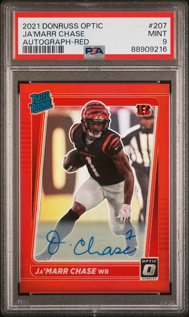 Ja'Marr Chase 2021 Donruss Optic Red RC Autograph PSA 9