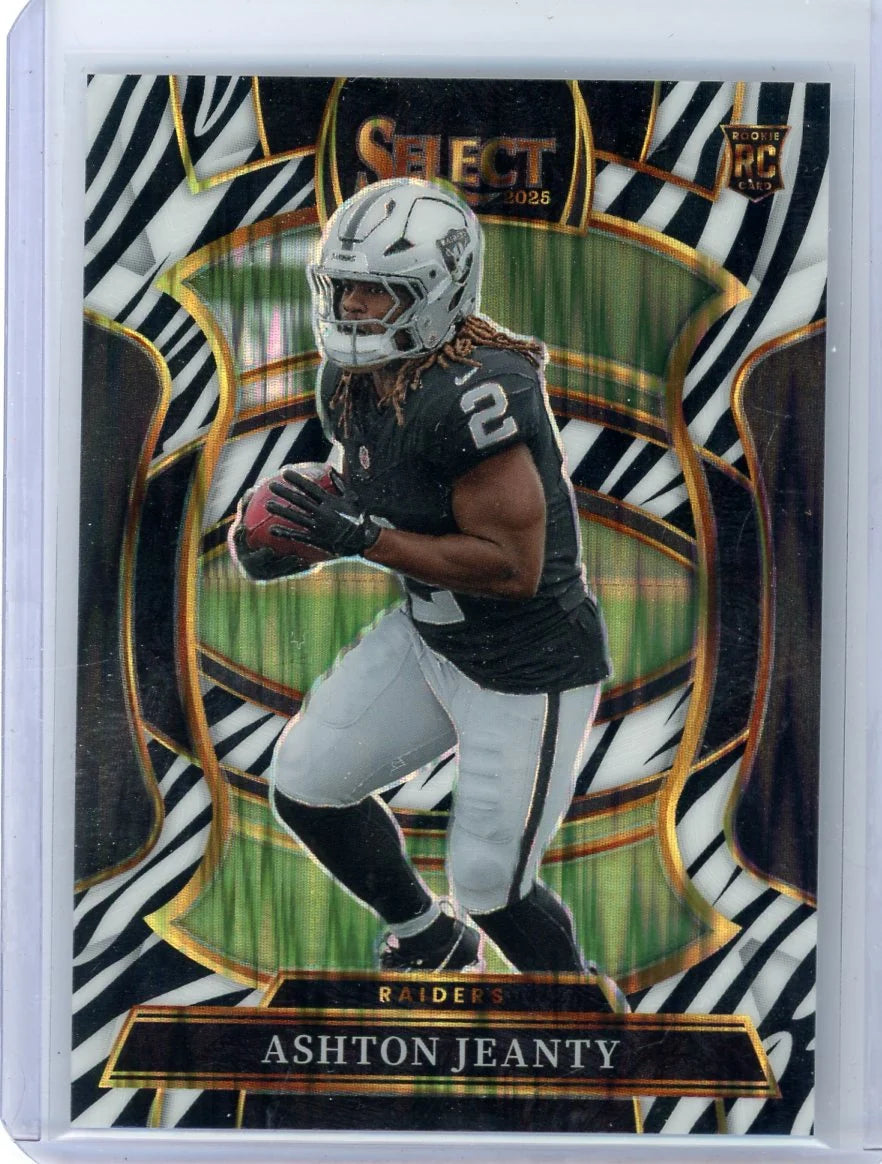Ashton Jeanty 2025 Panini Select Concourse Zebra Prizm RC