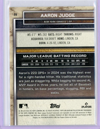 Aaron Judge 2025 Topps Museum Collection - Pink Parallel #'d /199