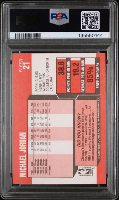Michael Jordan 1989 Fleer #21 PSA 8
