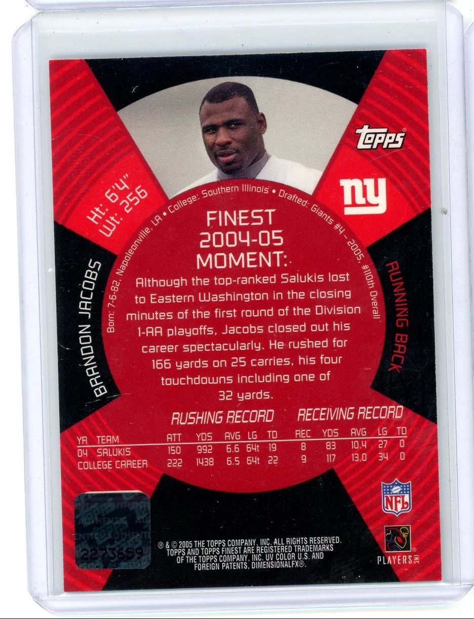 Brandon Jacobs 2005 Topps Finest Auto RC