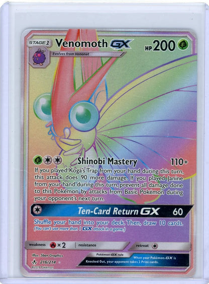 Venomoth GX Pokémon Unbroken Bonds Rainbow Rare #216/214