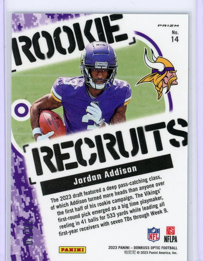 Jordan Addison 2023 Panini Donruss Optic Rookie Recruits Gold #'d 10/10