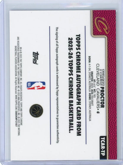 Tyrese Proctor 2025 Topps Chrome Basketball Purple Geometric Rookie Autograph #'d 29/75