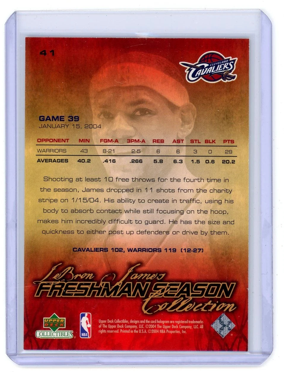 LeBron James 2004 Upper Deck Freshman Season #41