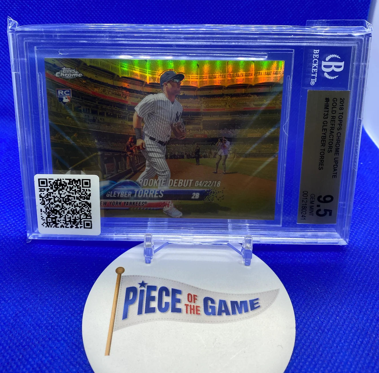 2018 Topps Chrome Update Rookie Debut Gleyber Torres Gold Refractor BCG 9.5