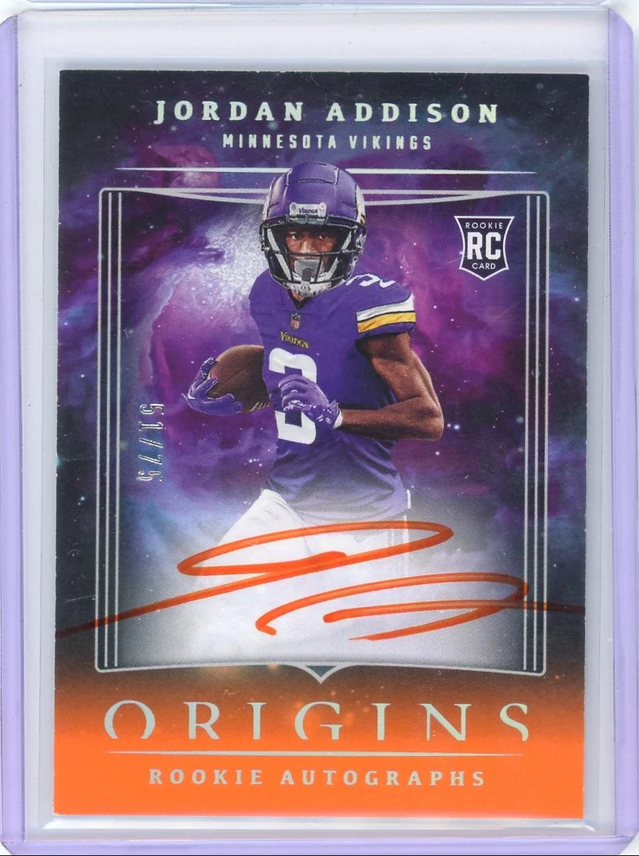 Jordan Addison 2023 Panini Origins Rookie Autograph Orange #'d 51/75