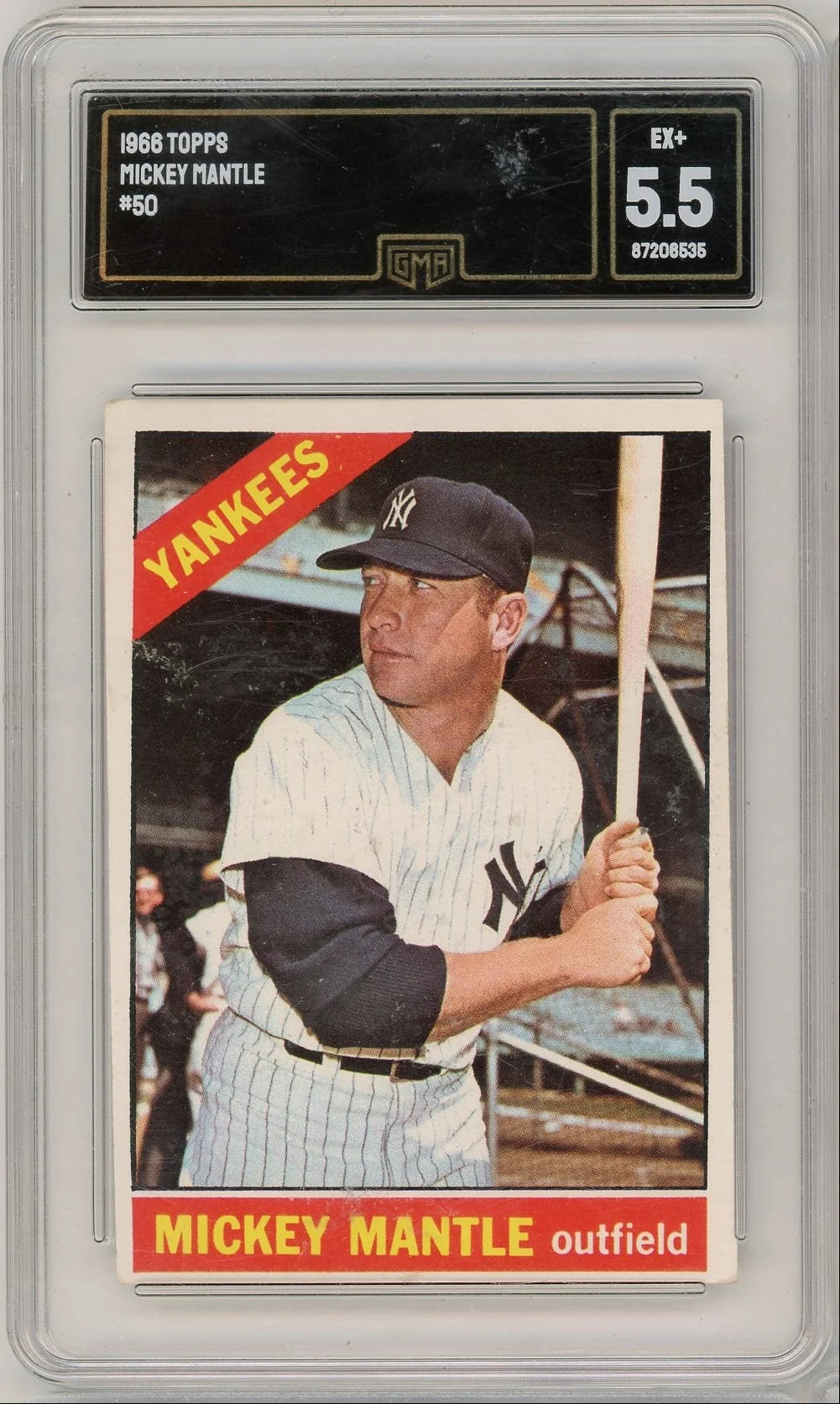 Mickey Mantle 1966 Topps #50 GMA 5.5