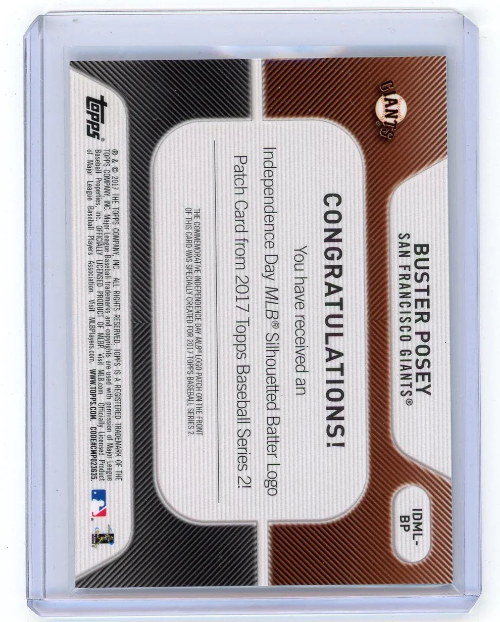 Buster Posey 2017 Topps Series 2 Commemorative MLB Logo Relic