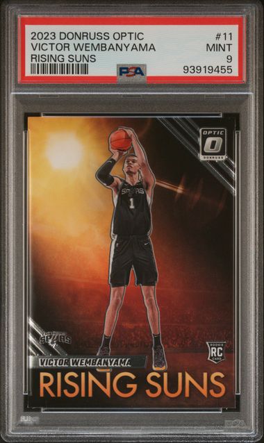 Victor Wembanyama 2023 Panini Donruss Optic Rising Suns RC PSA 9