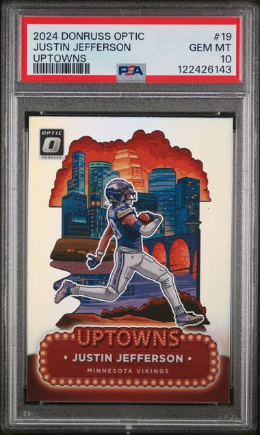 Justin Jefferson 2024 Panini Donruss Optic Uptowns PSA 10