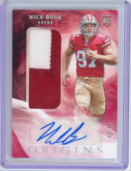Nick Bosa 2019 Panini Origins Rookie Patch Autograph #'d 47/99