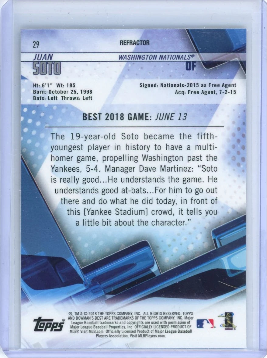 Juan Soto 2018 Bowman's Best Refractor RC