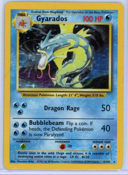 Gyarados 1999 Pokemon Base Set holo #6/102 HP
