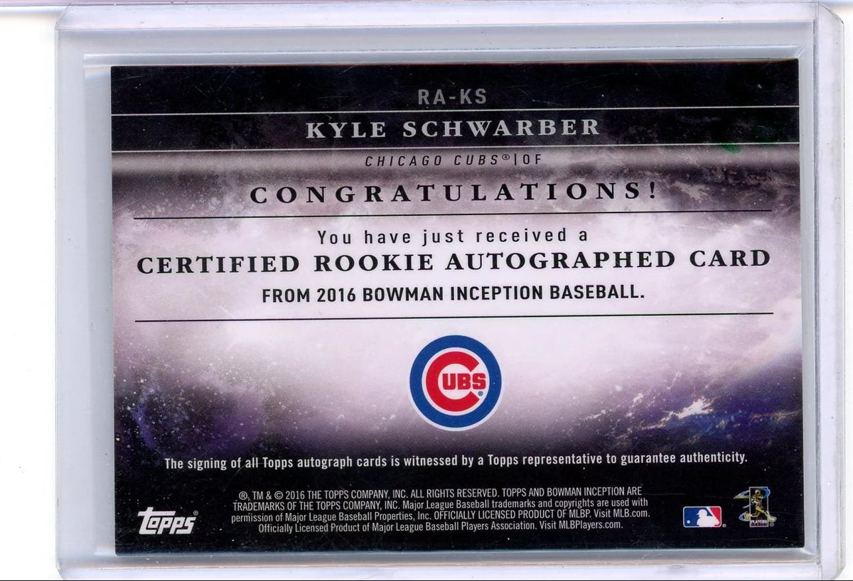 Kyle Schwarber 2016 Bowman Inception autograph RC #'d 113/150