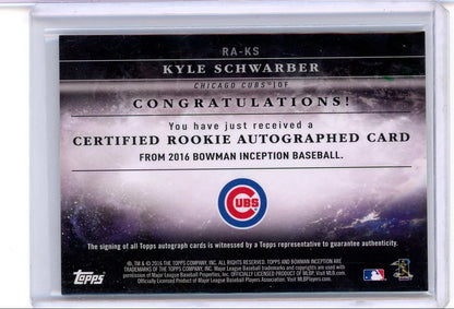 Kyle Schwarber 2016 Bowman Inception autograph RC #'d 113/150