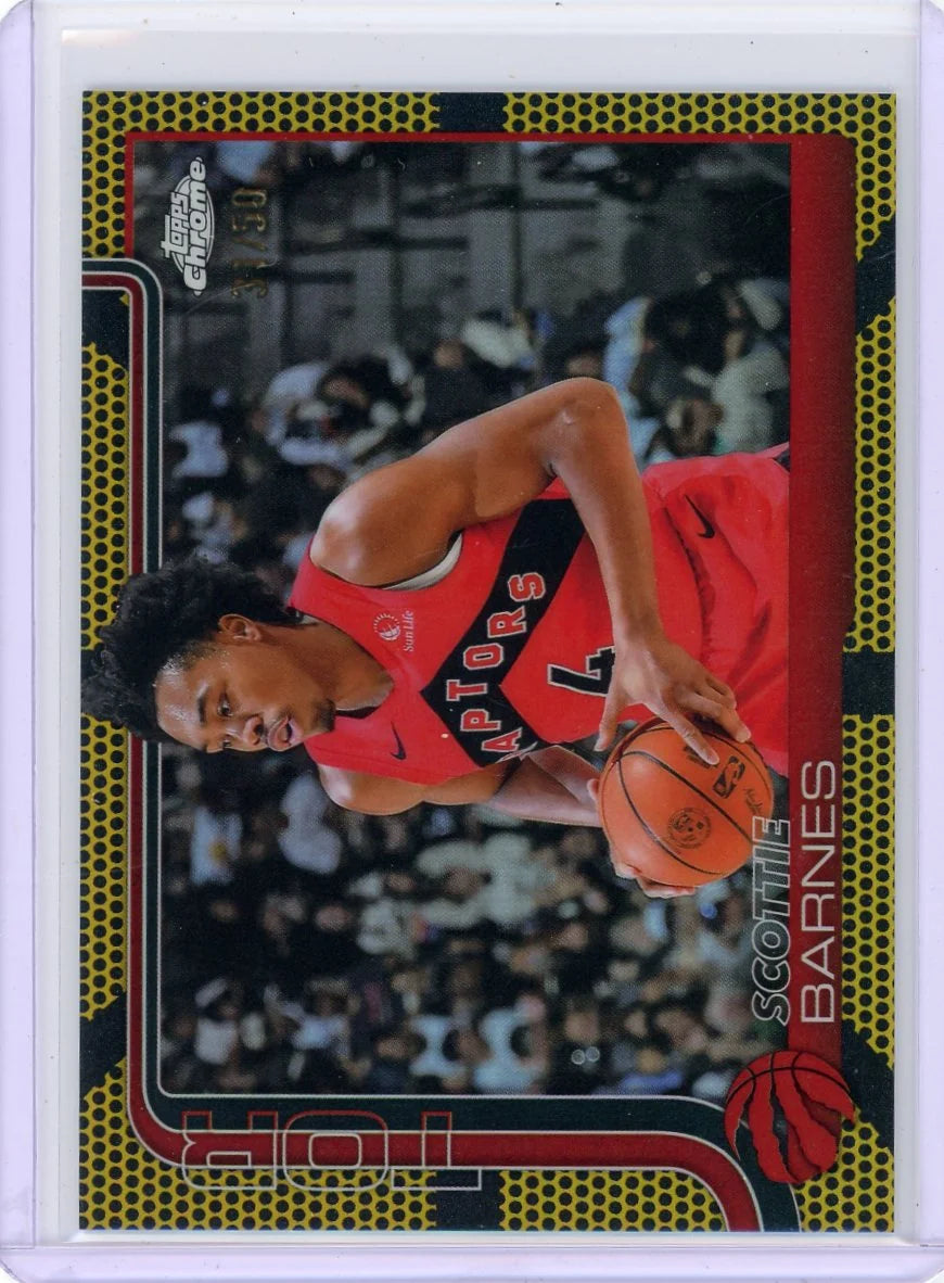 Scottie Barnes 2025-26 Topps Chrome Gold Basketball Refractor #'d 31/50