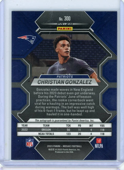 Christian Gonzalez 2023 Panini Mosaic Silver Rookie Autograph