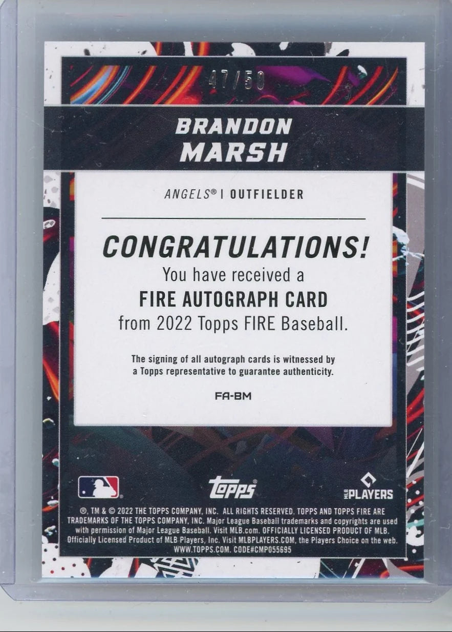 Brandon Marsh 2022 Topps FIRE Baseball Autograph #'d 47/50