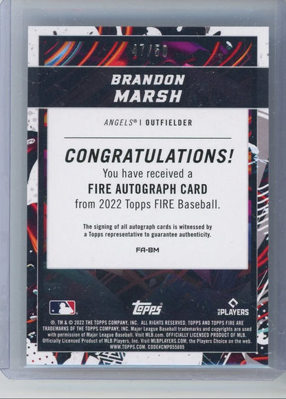 Brandon Marsh 2022 Topps FIRE Baseball Autograph #'d 47/50