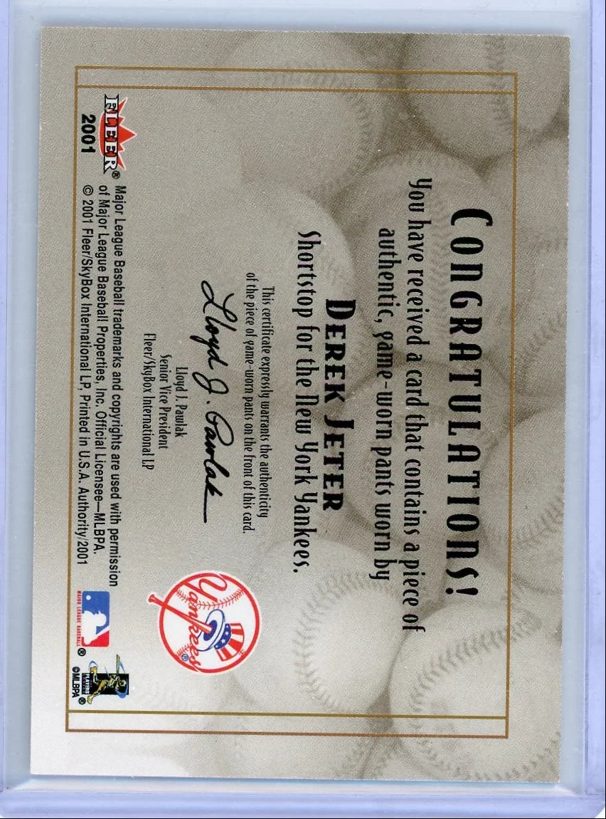 Derek Jeter 2001 Fleer Diamond Cuts Game Used Relic