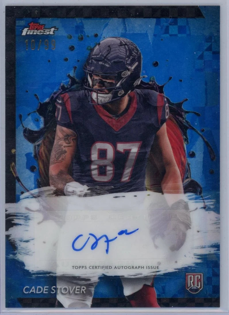 Cade Stover 2024 Topps Finest Auto Blue Checkerboard Refractor RC #'d 10/99