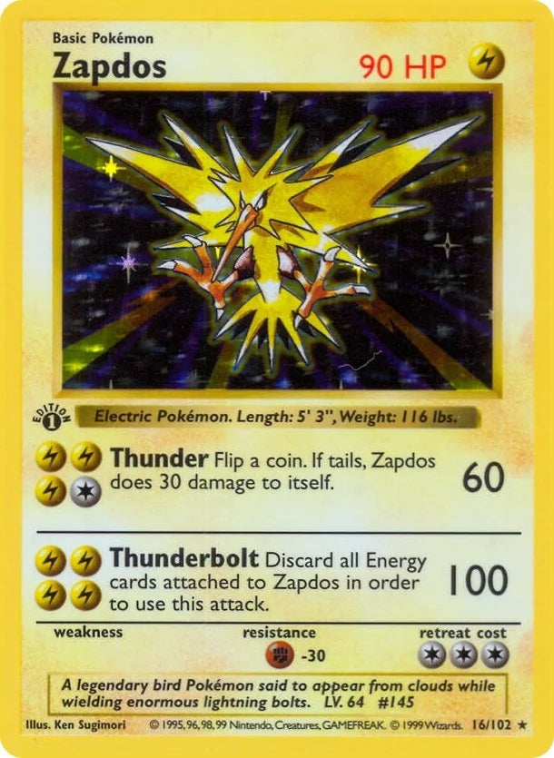 Zapdos (016/102) (Base Set (Shadowless)) (BSS)