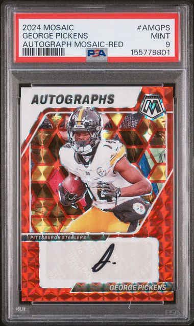 George Pickens 2024 Panini Mosaic Autographs Mosaic Red #'d 022/199 PSA 9