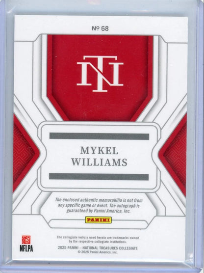 Mykel Williams 2025 Panini National Treasures Collegiate RPA RC #'d 11/25