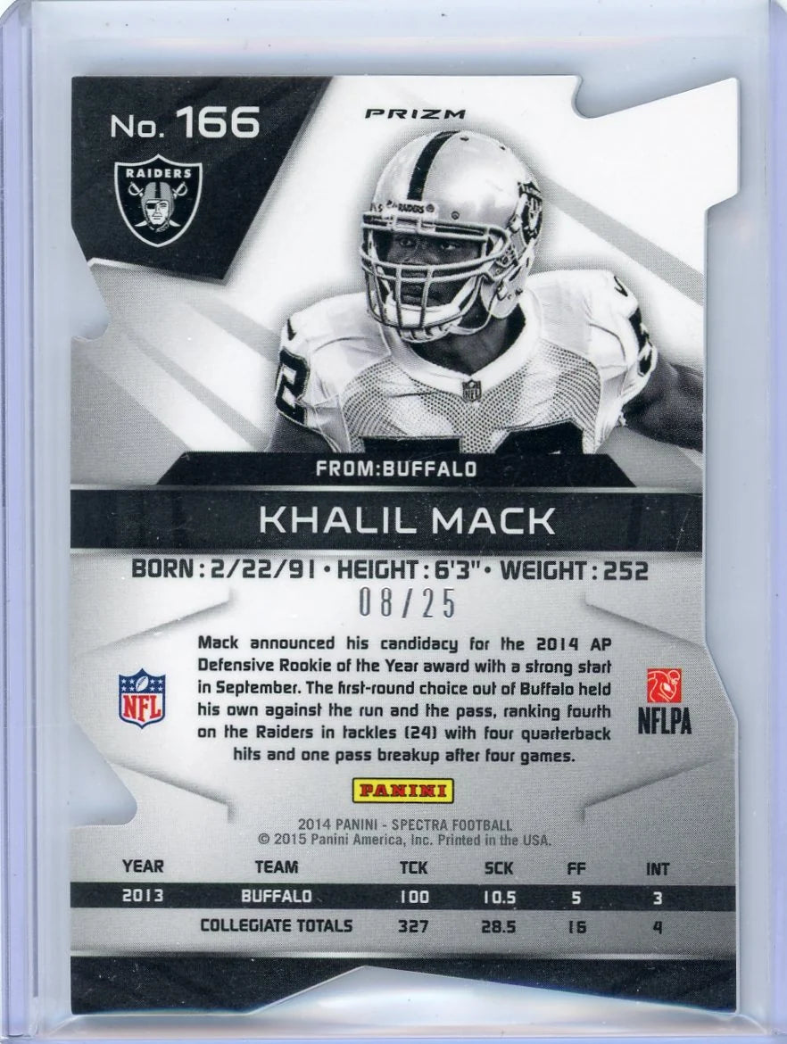 Khalil Mack 2014 Panini Spectra Blue Prizm Die-Cut RC #'d 08/25