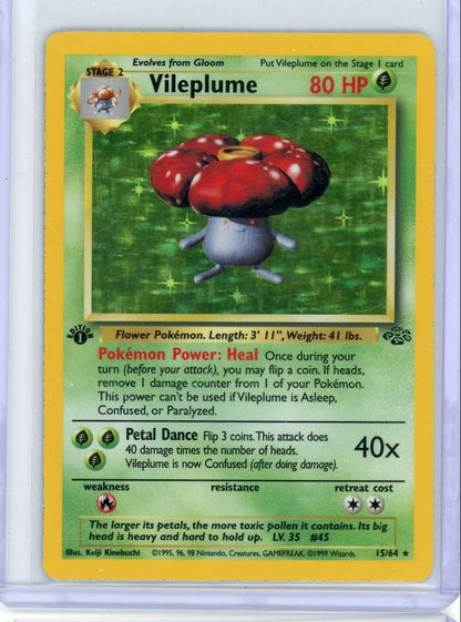 Vileplume Pokémon Fossil 1st Edition Holo #15/64 HP
