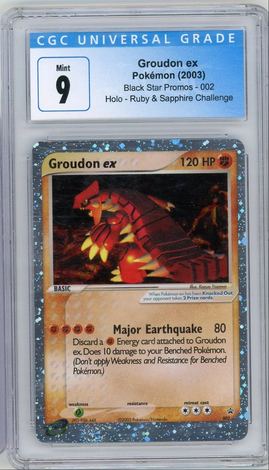 Groudon ex 2003 Pokemon Ruby & Sapphire Challenge Black Star Promo #002 CGC 9