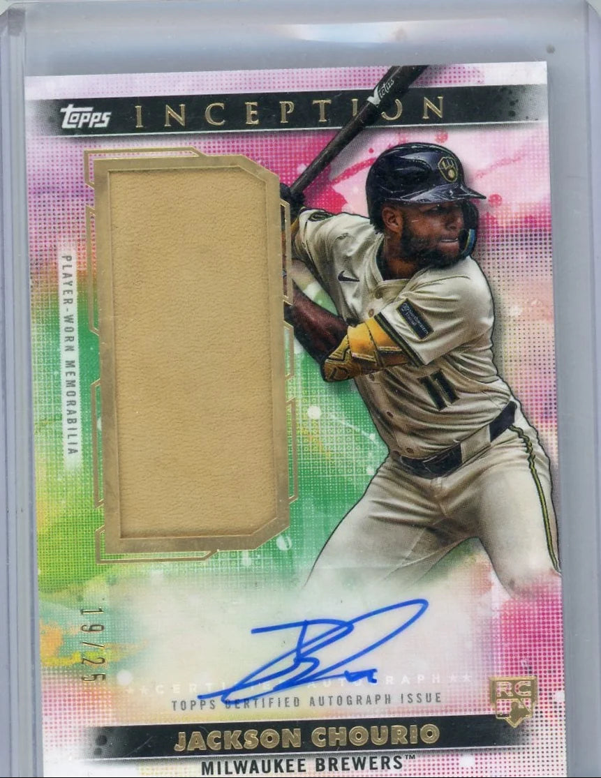 Jackson Chourio 2024 Topps Inception Game Field Glove Relic Autograph #'d 19/25