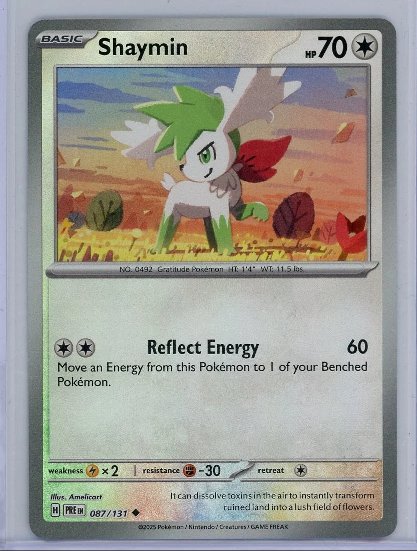 Shaymin 2025 Pokémon Prismatic Evolutions Master Ball reverse holo #087/131