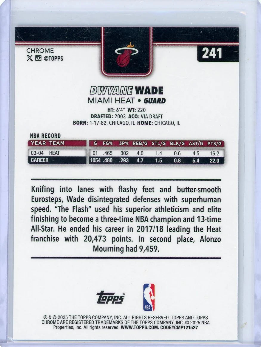 Dwyane Wade 2025-26 Topps Chrome Purple Raywave #'d 42/75