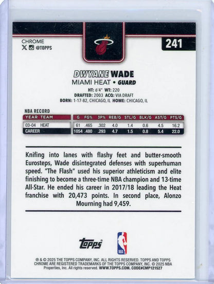 Dwyane Wade 2025-26 Topps Chrome Purple Raywave #'d 42/75
