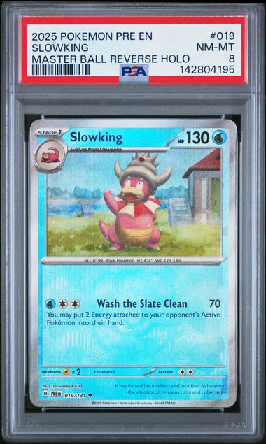 Slowking Pokemon PPE EN Prismatic Evolutions Master Ball Reverse Holo PSA 8